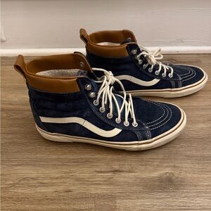 Vans Men's Blue and Tan High-Top Sneakers